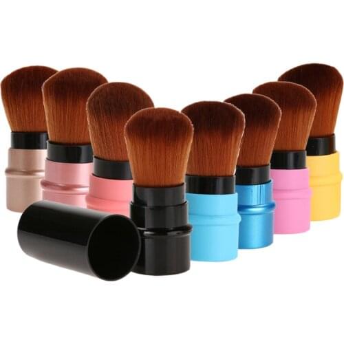 1Pc Mini Retractable Blush Powder Make-up Brush with Short Handle Foundation Brush Soft Bristles Kabuki Brush Cosmetic Tools