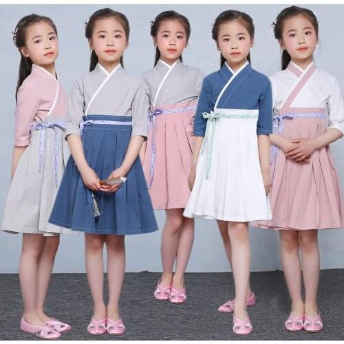 5 Color Chinese Folk Dance Costume Girls Hanfu Clothing for Performance Kids Ancieng Orient Tang Dynesty Cosplay Costume 89
