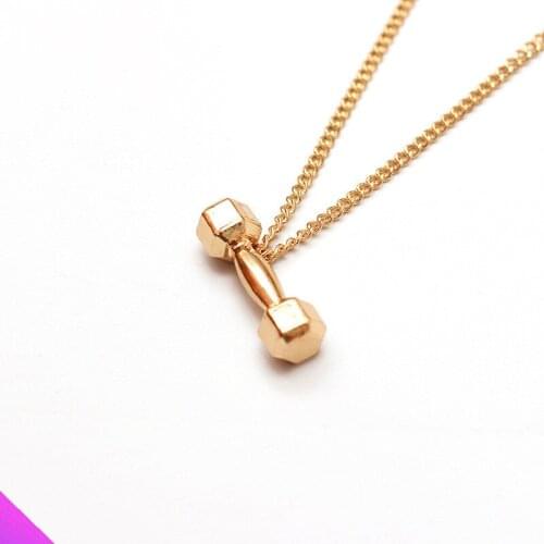 Dumbbell pendant necklace female male fitness expert accessory necklace 2 colors 2021 new