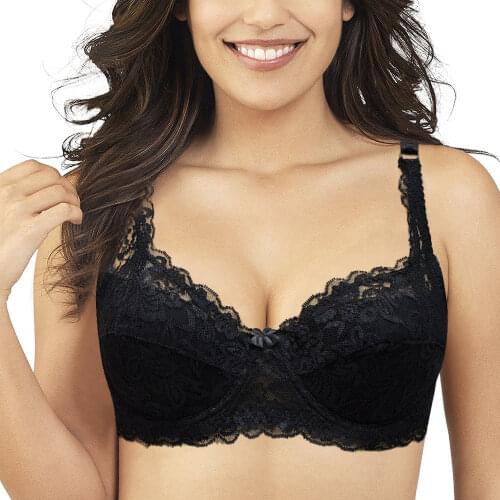 YANDW Hot Selling Women Bra Intimate Black Thin Lace Embroidery Sexy Lingerie Underwear Bralette A B C D DD E 34 36 38 40 42 44