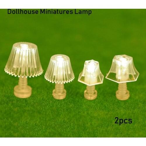 2Pcs 1:20 1:25 Mini DIY Lighting Table Lamp Dollhouse Miniatures Accessories Doll House Bedroom Floor Lamp For Kids Child Toys