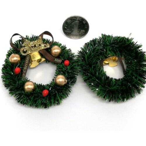 1pc 6cm Miniature Wreath Doll House Christmas Tree Wall Baking Decoration Dollhouse Accessories Children Toys Gift For Kid
