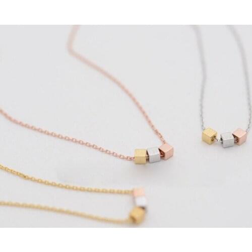 Fashion three color square necklaces color design three color combinations pendant necklaces three square necklaces forwomen
