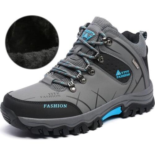 High Quality Brand Men Winter Snow Boots Waterproof Leather Sneakers Super Warm Mens Boots Outdoor Male Hiking Boots Work Shoes