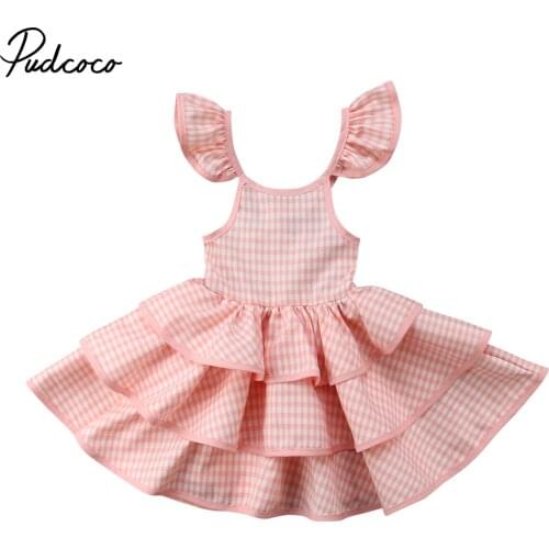 2018 Brand New Infant Kid Girl Dress Lace Tutu Tulle Floral Baby Party Gown Formal Dresses Ruffled Checked Layered Sundress 1-6T