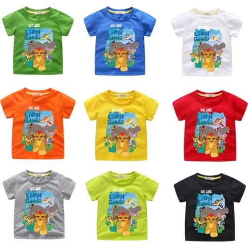 2021 New Cartoon The Lion King Guard Print T-shirts Short Sleeve Tee Top Girls Child Cotton Clothes Baby Kids Summer Tshirts
