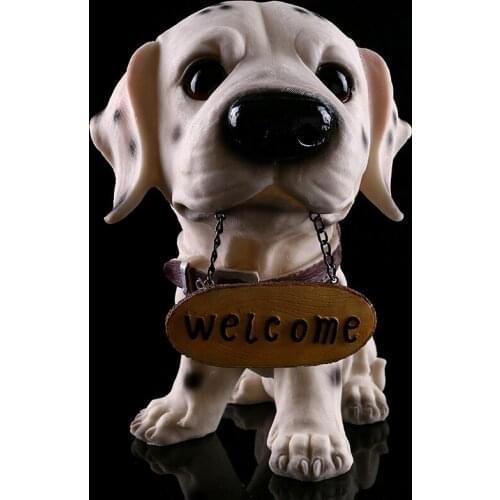 New Welcome Dog Door Entrance Decoration Ornament Resin Puppy With Board Desk Decor Toy Birthday Gift Home Shop Bar Decoration