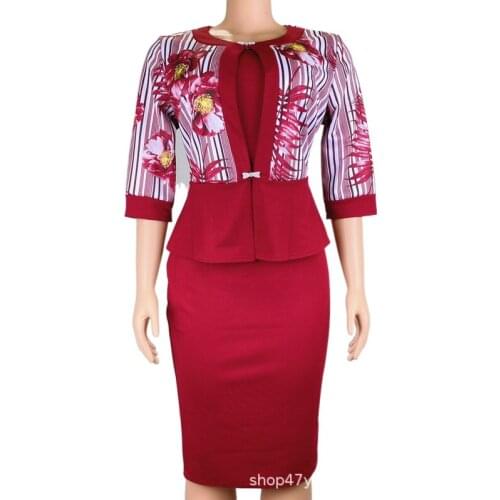 2021 Clothing Summer and Autumn New Popite Fashion MotherS Coat Print Dress Suit Two-Piece Set Women