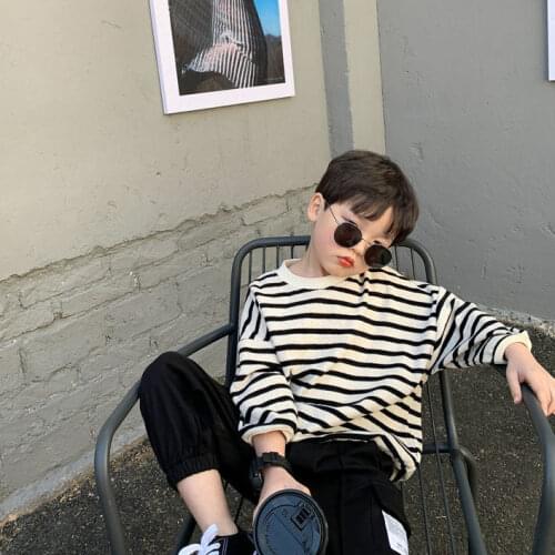 1-7Y Toddler Kid Baby Boy Girl Clothes Spring Pullover Top Long Sleeve Striped Sweatshirt Cute Sweet Cotton Hoodies Streetwear