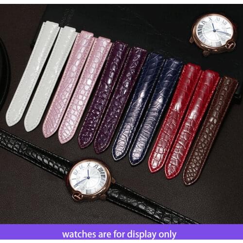 PEIYI Crocodile Leather watchband for men and women Luxury Double -tailed wristband Convex interface Replacement Cartier belt