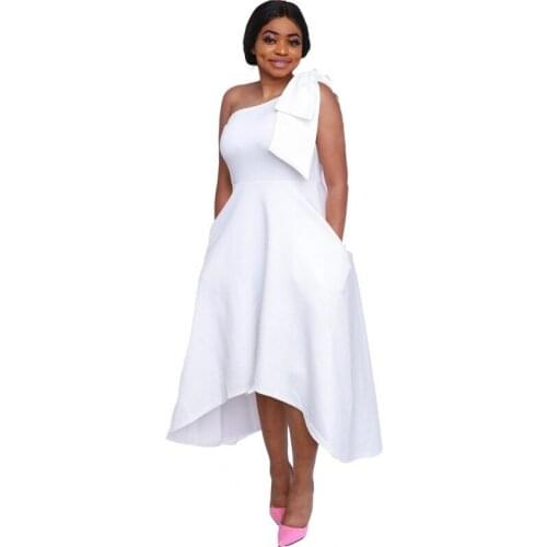 One Shoulder Big Bow Party Event Fit High Low Dress Dashiki African Dresses For Women Birthday Celebrity New Africa Clothing