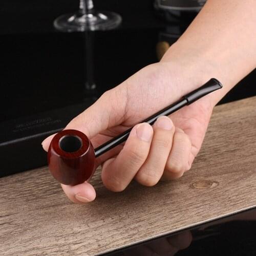 SWSMOK Portable Wood Pipe Bent Smoking Pipe Tobacco Pipe Filter Grinder Herb Wooden Pipe With Holder Cigarette Accessories