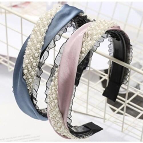 Headband Pearls Women Sweet Twist Headband Hairband Toothed Adults Headwear Solid Head Band Party Hair Ornament Hair Hoop