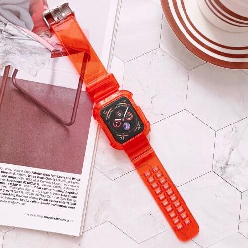 Popular Transparent Strap for Apple Watch Rubber Case Wristband 38mm/40mm for Iwatch Band 42mm/44mm Series SE6 5 4 3 2 1 Strap