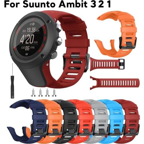 Silicone Watch Band for Suunto Ambit 3 2 1 2S 3P 3R 2R Smart Watch Replacement Strap Soft TPU Rubber Smart Watchbands with Tools