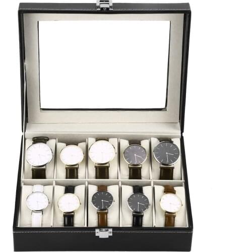 Latest 6/10/12 Girds Leather/Carbon Fiber Luxury Watch Box Jewelry Storage Box Organizer For Rings Bracelet Display Holder Case