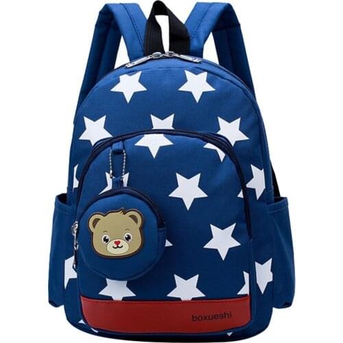Star Print Kindergarten School Bags Lightweight Nylon Backpack Baby Girls Boys School Backpack for 1-3 Years Old Mochila Infant