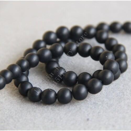 T8699 New 8mm black scrub onyx beads chalcedony round beads,Fit making bracelet&necklace DIY jewelry design wholesale