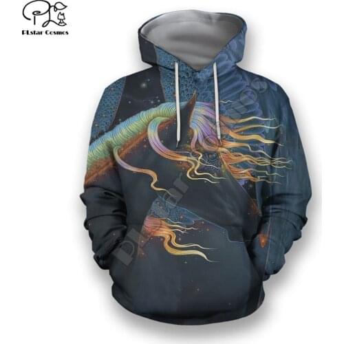 PLstar Cosmos Beautiful Colorful Horse 3D Printed Hoodies Sweatshirts Zip Hooded For Men And Women Casual Streetwear Style-D21
