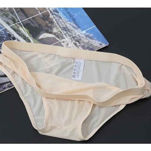 New Mens Ice Silk Panties Ultra-thin Silky Breathable Translucent Low Waist Briefs Comfortable Cool Underwear Male