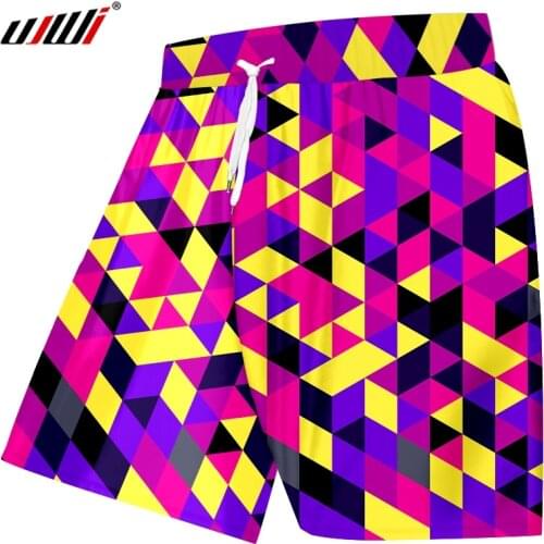 UJWI Unisex Colorful Rhombus 3D Custom Streetwear Shorts For Men Printed Shortst Factory Drop-ship Clothing Pull Oversize