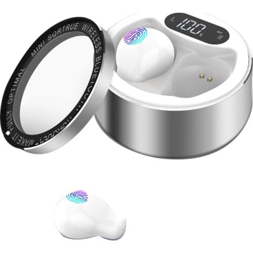 Ultra Mini Wireless Earphone Small Bluetooth Headset Press Control Earbud with LED Power Display