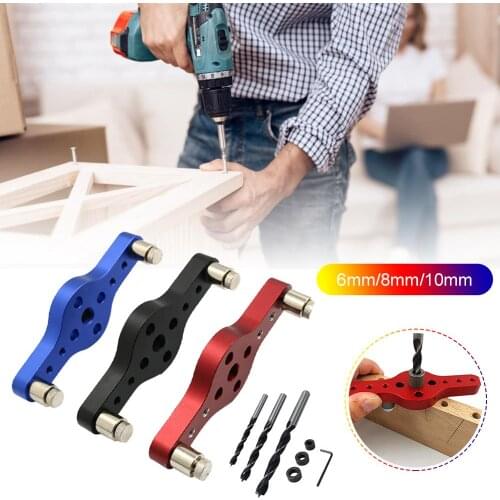 Vertical Pocket Hole Jig Panel Hole Puncher Vertical Self Centering Aluminum Alloy Drill Bit Guide Jig Positioning Locator