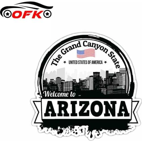 OFK Creative Arizona USA State Grunge Flag Car Sticker Accessories Vinyl PVC Motorcycle Windshield Styling Decal 13cm*13cm