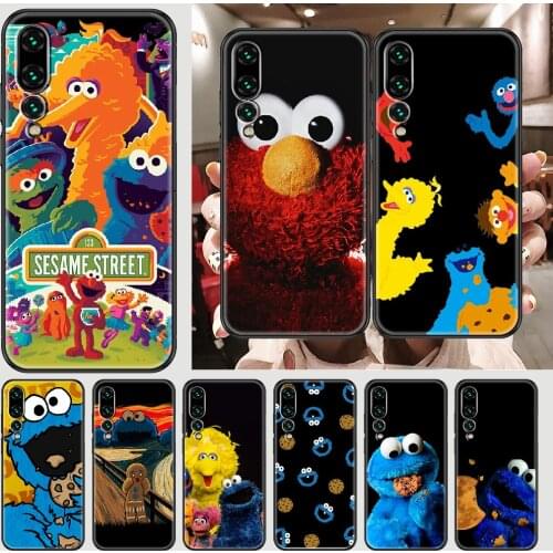 Sesame Street Cartoon Funny Phone case For Huawei P Mate P10 P20 P30 P40 10 20 Smart Z Pro Lite 2019 black tpu bumper trend