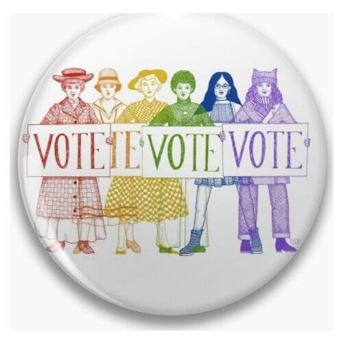 Rainbow Women Vote Soft Button Pin Creative Fashion Badge Hat Metal Decor Gift Jewelry Cartoon Lapel Pin Women Funny Clothes