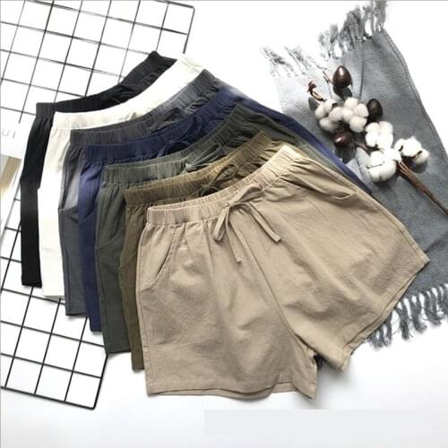 Women Summer Flax Shorts Cotton and linen Trousers High Waist Ladys Loose and Comfortable Hot breeches Girls' Casual Garments