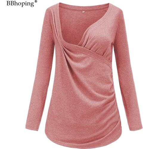 Womens Maternity tops V Neck Long Sleeve Pregnant Clothing Casual Soft Tunic Beastfeeding Cover Maternity Blouses Autumn Winter