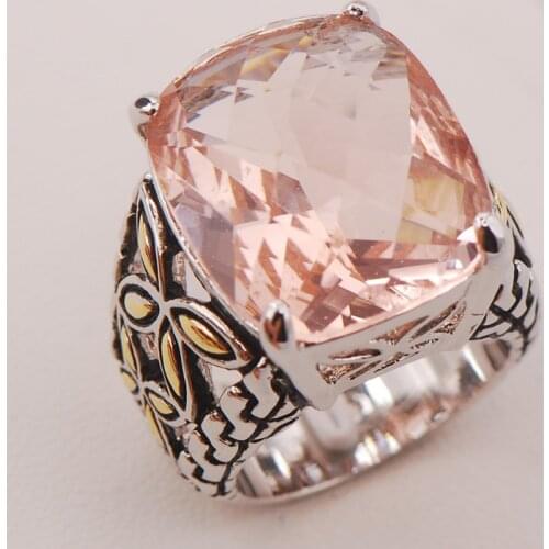 Morganite Women 925 Sterling Silver Ring F819 Size 6 7 8 9 10