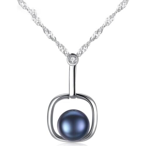 S925 Sterling Silver Water Wave Chain Freshwater Pearl Womens Pendant Necklace