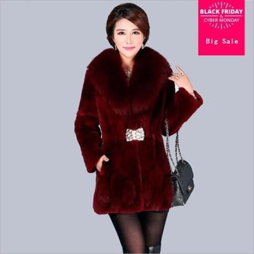 S-4XL Plus Size faux fur coat women winter fashion tricken warm big fur collar jacket female slim medium long fur overcoat L1304
