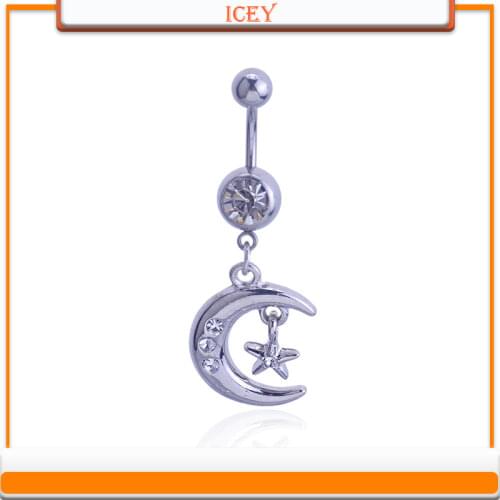 Net belly button ring star Moon style crystal diamond