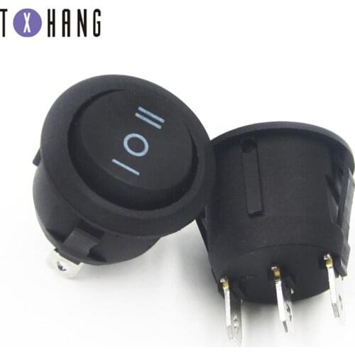 10pcs KCD1-105 round Black switch with lamp 3 foot 2 gear rocker hole 20MM tripod ship power 6A 250v diy electronics