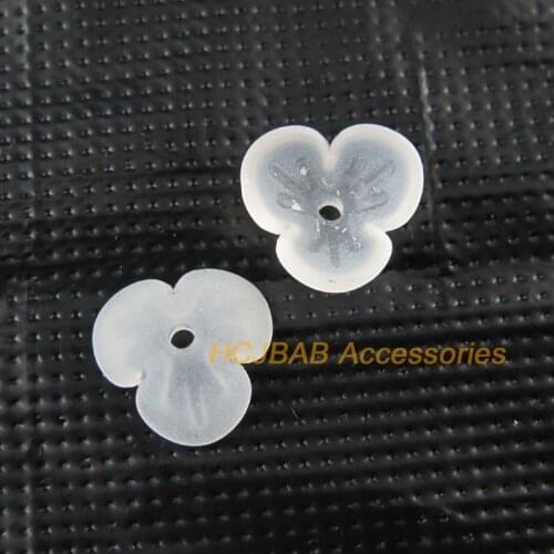 100Pcs White Acrylic Plastic Heart Flower Spacer Beads End Caps Charms 12.5mm