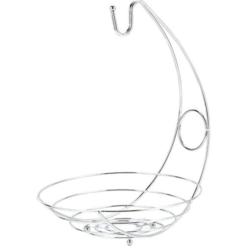 2 in 1 Banana Hanger Fruit Bowl Iron Holder Storage Basket Stand Hook Kitchen Storage JDH88