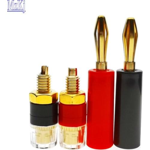 4PCS New Gold Plated Brass Terminal For 4MM Banana Plug Jack CD Audio Speaker Binding Post Cable Amplifier Thread 31MM