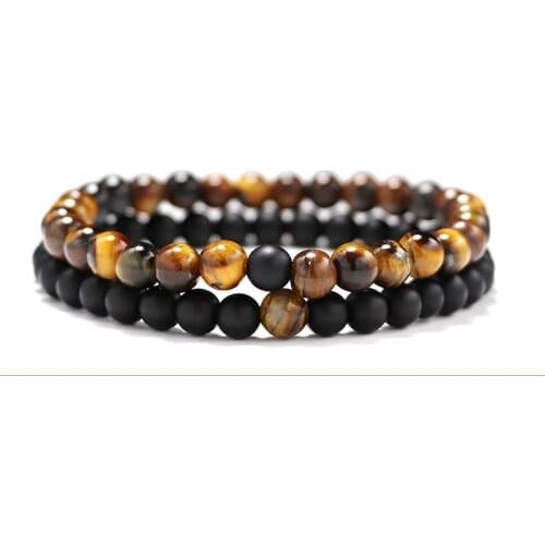 6mm Natural stone beads bracelet set men jewelry 2 color pulseras for women bijoux femme mujer homme jewelry bijoux brazaletes
