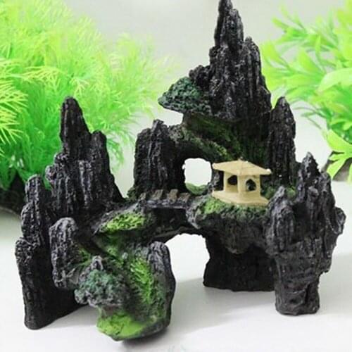 Aquarium Fish Tank Vintage Decoration Rocks Mountain Rock Cave Tree Bridge Fish Tank Ornament Home Decorations Accessories