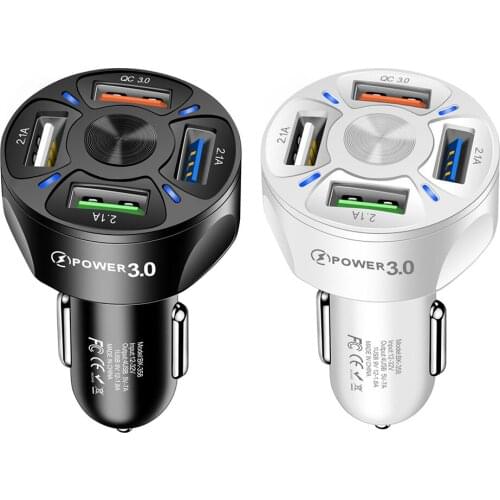 ALLOYSEED 4 Port USB Car Charger Quick Charge QC 3.0 Fast Charging Adapter for iOS Android Smartphone Mobile Phone Tablet