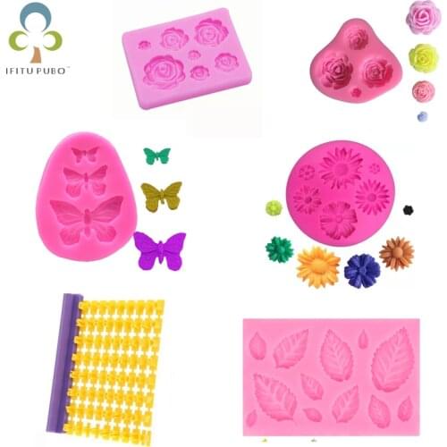 Butterfly Rose Flower Small Daisy English Letter Leaf Food Grade Silicone Chocolate Biscuit Cookie Mold Cake Baking Tool Set DDJ