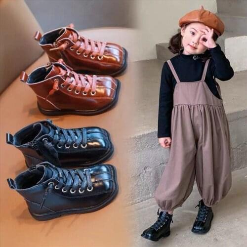 Boys Girls Fashion Boots Childrens Princess Shoes PU Leather Shoes Soft Soles Kids Spring and Autumn Shoes Baby Boots Kids Shoes