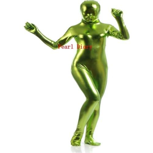 Brand Sexy unisex Spandex Shiny Metallic Catsuit full Bodysuit Skin Tight Costume back zipper