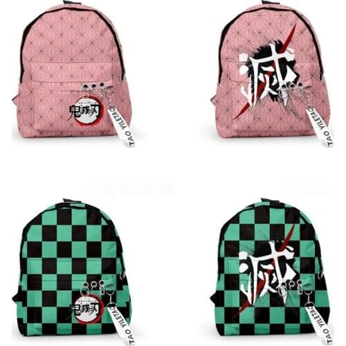 Demon Slayer: Kimetsu no Yaiba Kamado Tanjirou Nezuko Cosplay Backpack Canvas Bags Schoolbag Camping Bag Backpacks