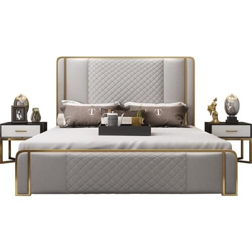 European style Velvet Tufted Headboard Wooden Classic King Size modern bedroom furniture