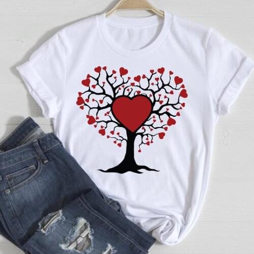 FIXSYS Lady Print Female Tee Shirt T-shirts Women Love Tree Fashion 90s Trend Spring Summer Clothes Graphic Tshirt Top