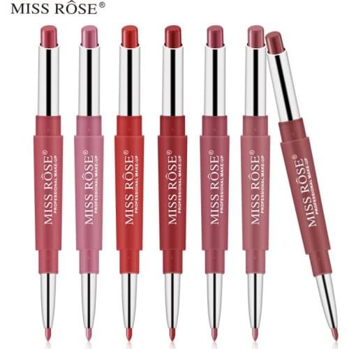 30 Colors Miss Rose Matte Lipstick 2 In 1 Waterproof Lipliner Long-lasting Moisturizing Lipsticks Professional Makeup TSLM2